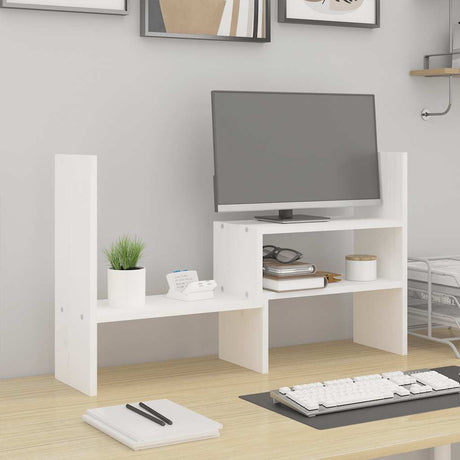 Vidaxx Monitorständer (39-72)x17x43 cm massives Kiefernholz weiß