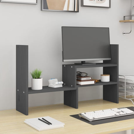 Vidaxxl Monitorständer (39-72)x17x43 cm massives Kiefernholz grau