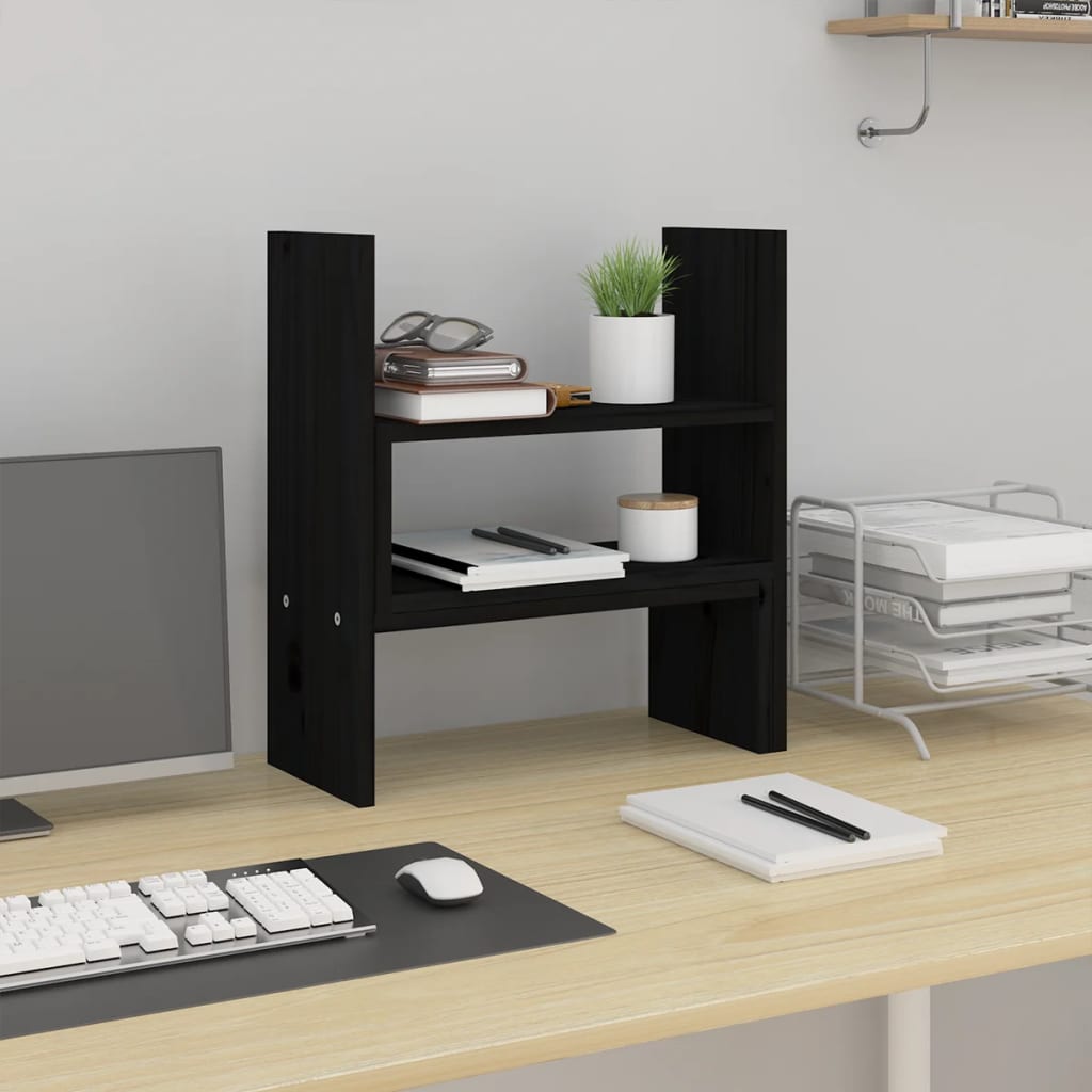 VidaXL Monitorständer (39-72)x17x43 cm massives Kiefernholz schwarz