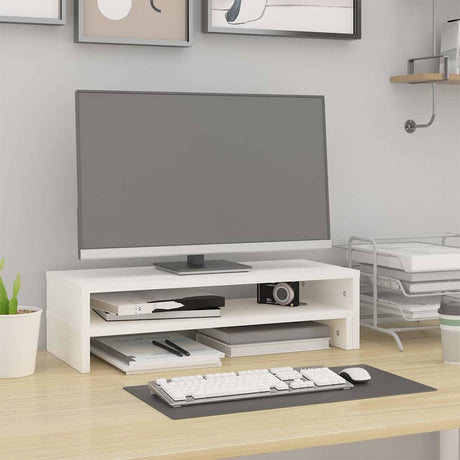 Vidaxl monitorstandaard (52-101)x22x14 cm massief grenenhout wit