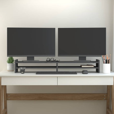 Vidaxx Monitorständer 100x27x15 cm massives Kiefernholz grau