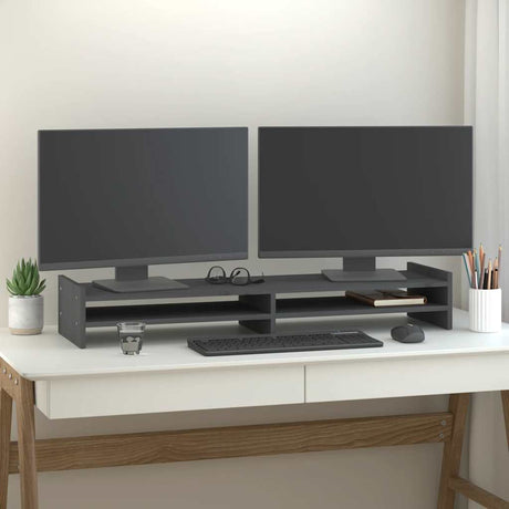 Vidaxx Monitorständer 100x27x15 cm massives Kiefernholz grau