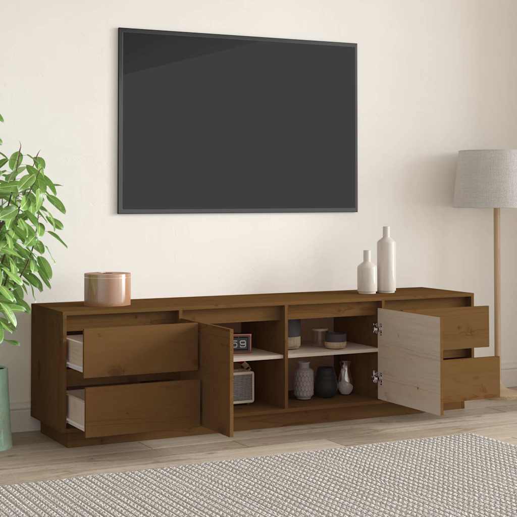 Vidaxl tv-meubel 176x37x47,5 cm massief grenenhout honingbruin