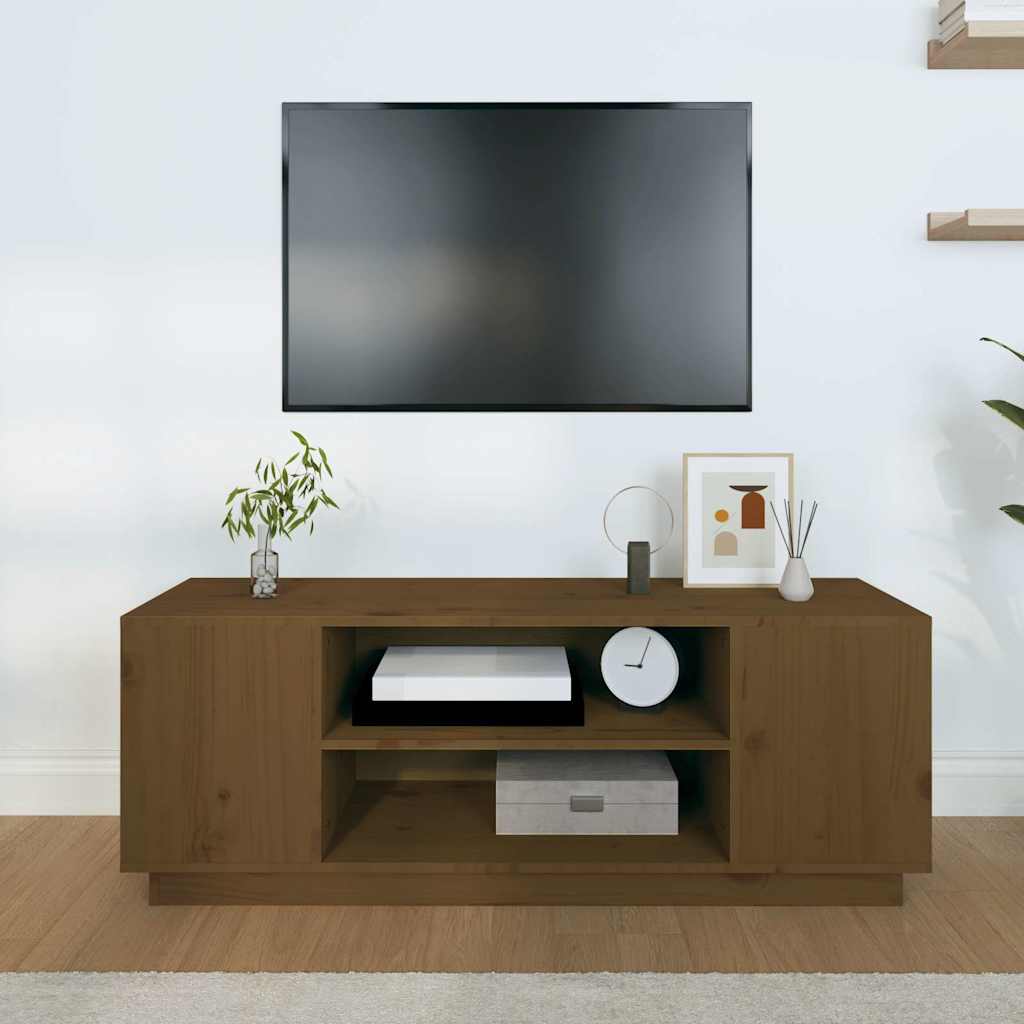 Vidaxl tv-meubel 110x35x40,5 cm massief grenenhout honingbruin