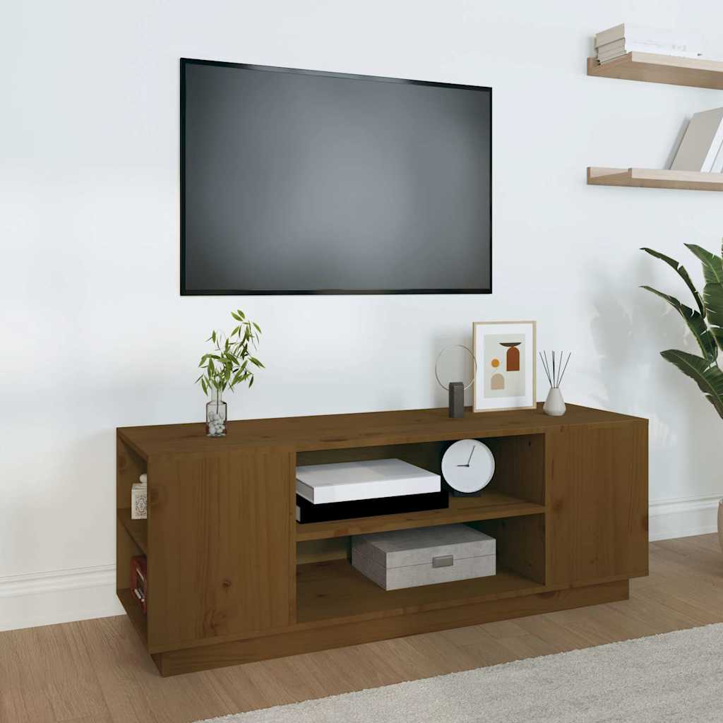 Vidaxl tv-meubel 110x35x40,5 cm massief grenenhout honingbruin