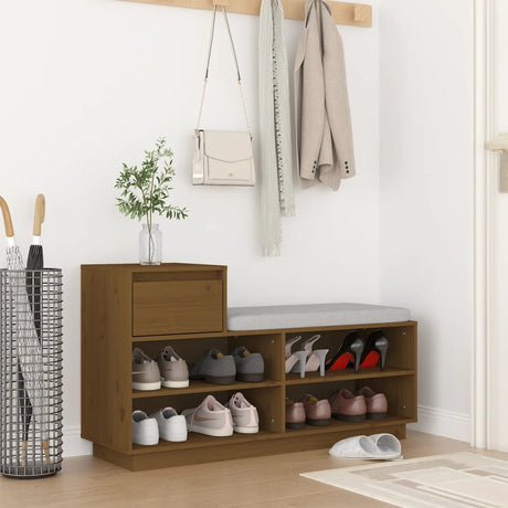 Vidaxx Schuhschrank 110x34x61 cm massives Kiefernholz honigbraun