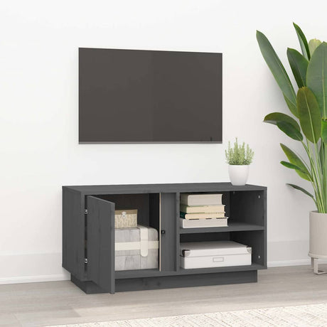 Vidaxl tv-meubel 80x35x40,5 cm massief grenenhout grijs