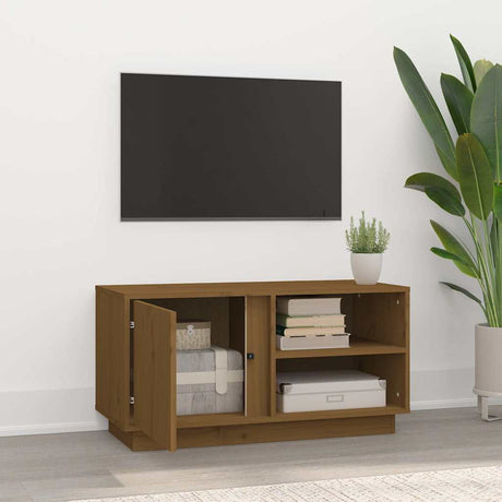 Vidaxl tv-meubel 80x35x40,5 cm massief grenenhout honingbruin