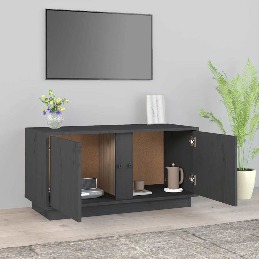 Vidaxl tv-meubel 80x35x40,5 cm massief grenenhout grijs