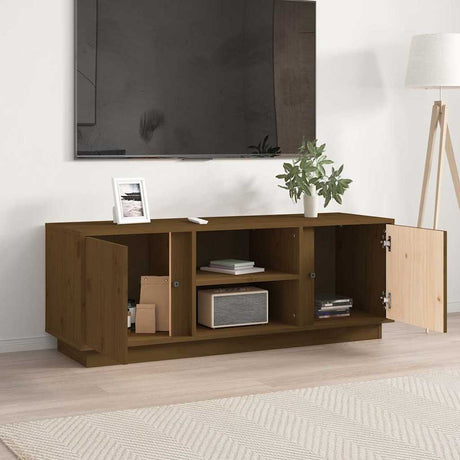 Vidaxl tv-meubel 110x35x40,5 cm massief grenenhout honingbruin
