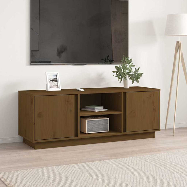 Vidaxl tv-meubel 110x35x40,5 cm massief grenenhout honingbruin