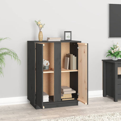 Vidaxl dressoir 60x35x80 cm massief grenenhout grijs
