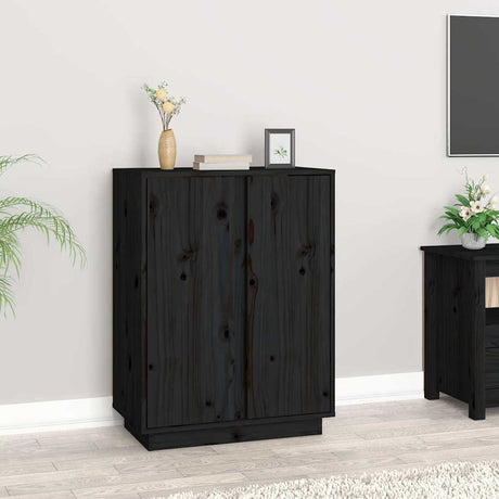 Vidaxl dressoir 60x35x80 cm massief grenenhout zwart