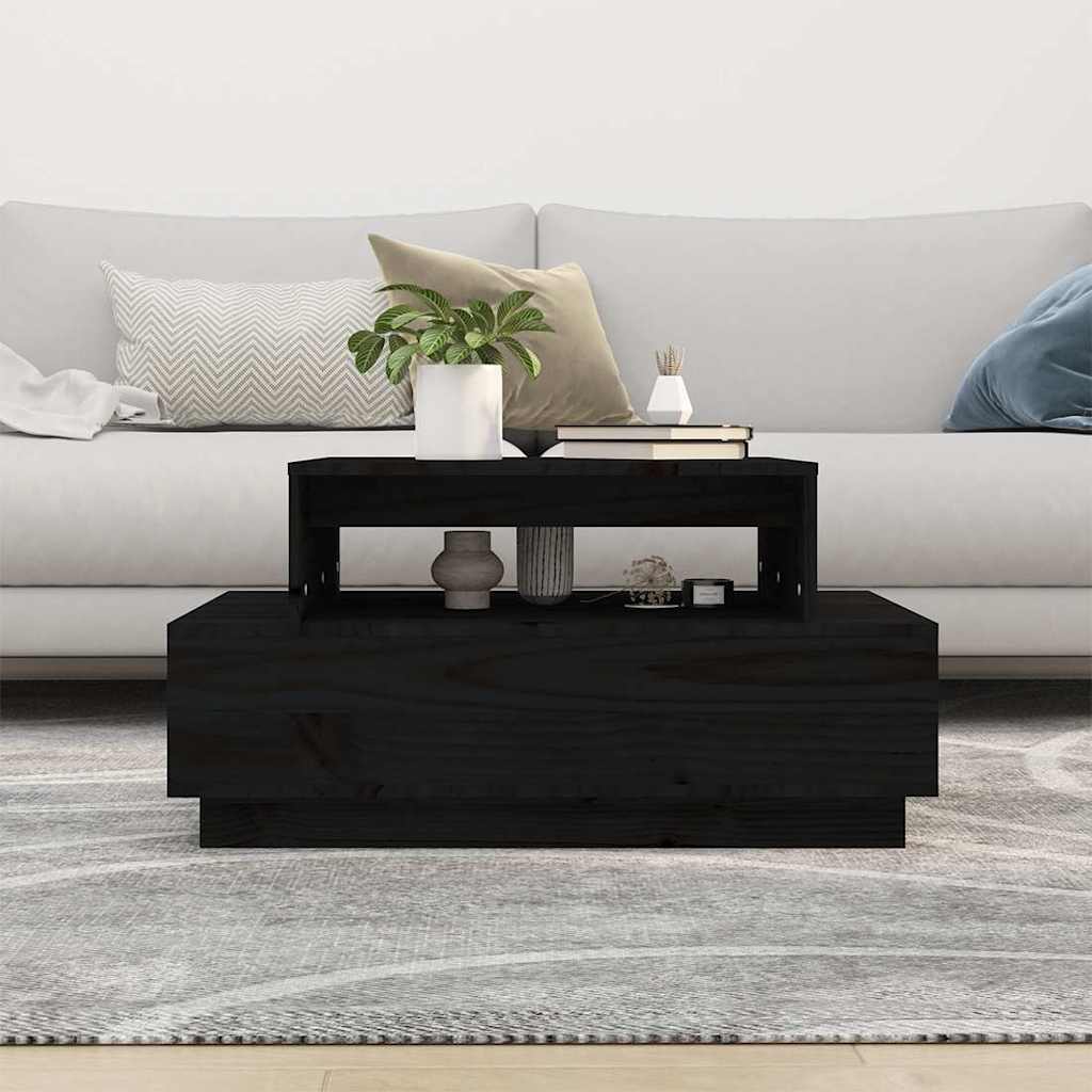 Vidaxl salontafel 80x55x40,5 cm massief grenenhout zwart