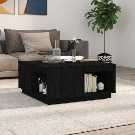 Vidaxl salontafel 80x81x36,5 cm massief grenenhout zwart