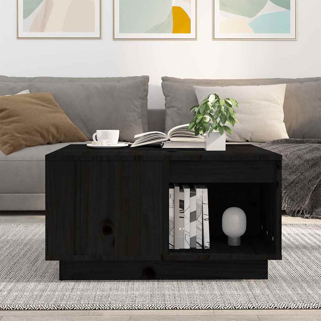 Vidaxl salontafel 60x61x32,5 cm massief grenenhout zwart