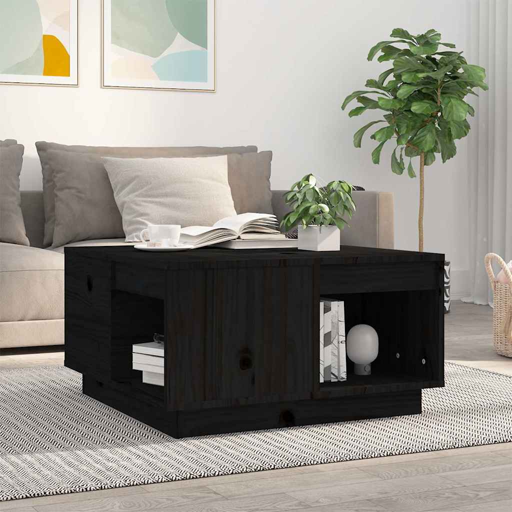 Vidaxl salontafel 60x61x32,5 cm massief grenenhout zwart