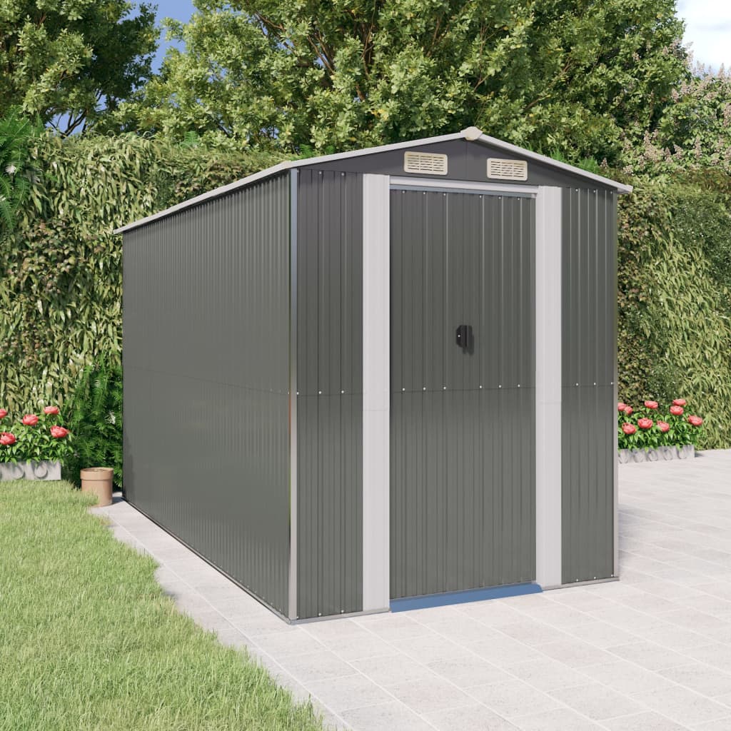 VidaXL Gartenhaus 192x357x223 cm verzinkter Stahl hellgrau