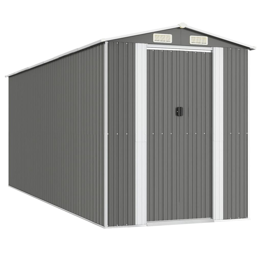 VidaXL Gartenhaus 192x523x223 cm verzinkter Stahl hellgrau
