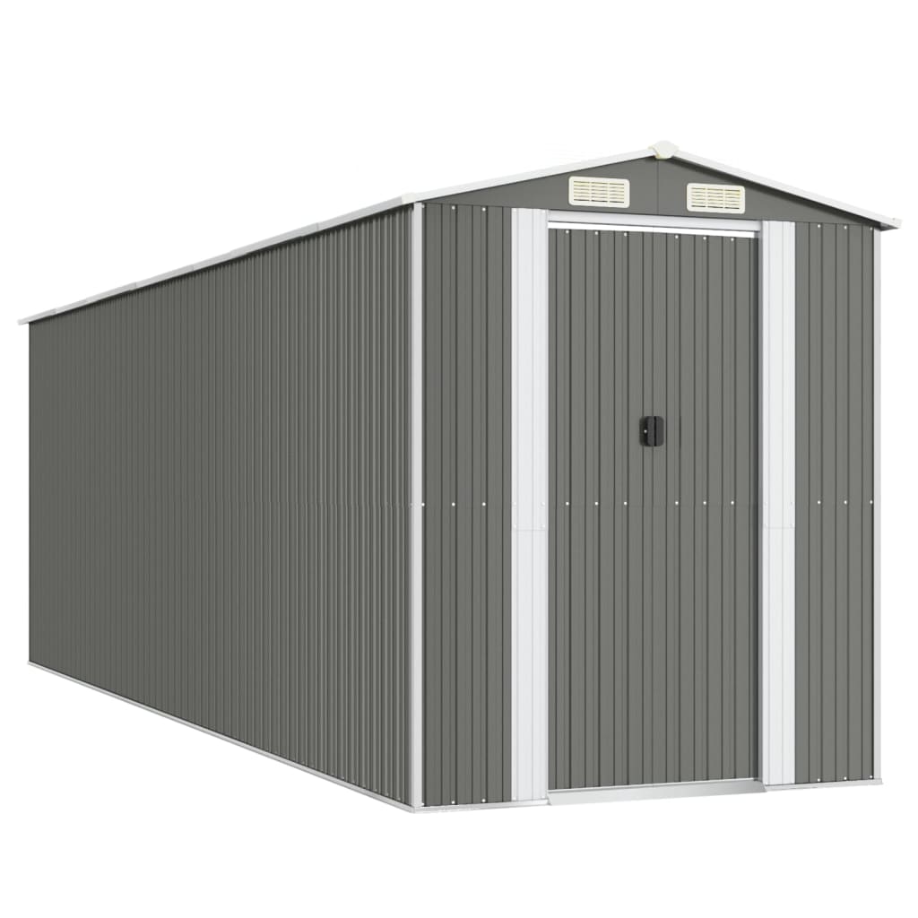 VidaXL Gartenhaus 192x606x223 cm verzinkter Stahl hellgrau