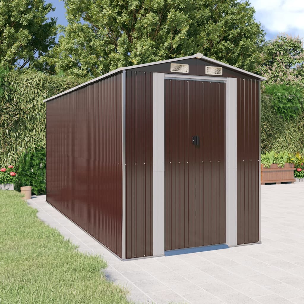 VidaXL Gartenhaus 192x440x223 cm verzinkter Stahl dunkelbraun