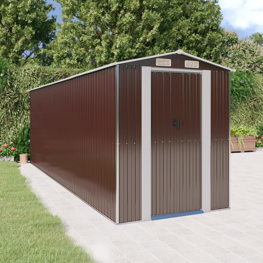 VidaXL Gartenhaus 192x606x223 cm verzinkter Stahl dunkelbraun