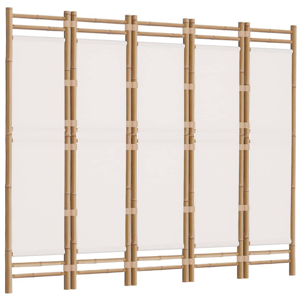 Vidaxl kamerscherm 5-panelen inklapbaar 200 cm bamboe en canvas