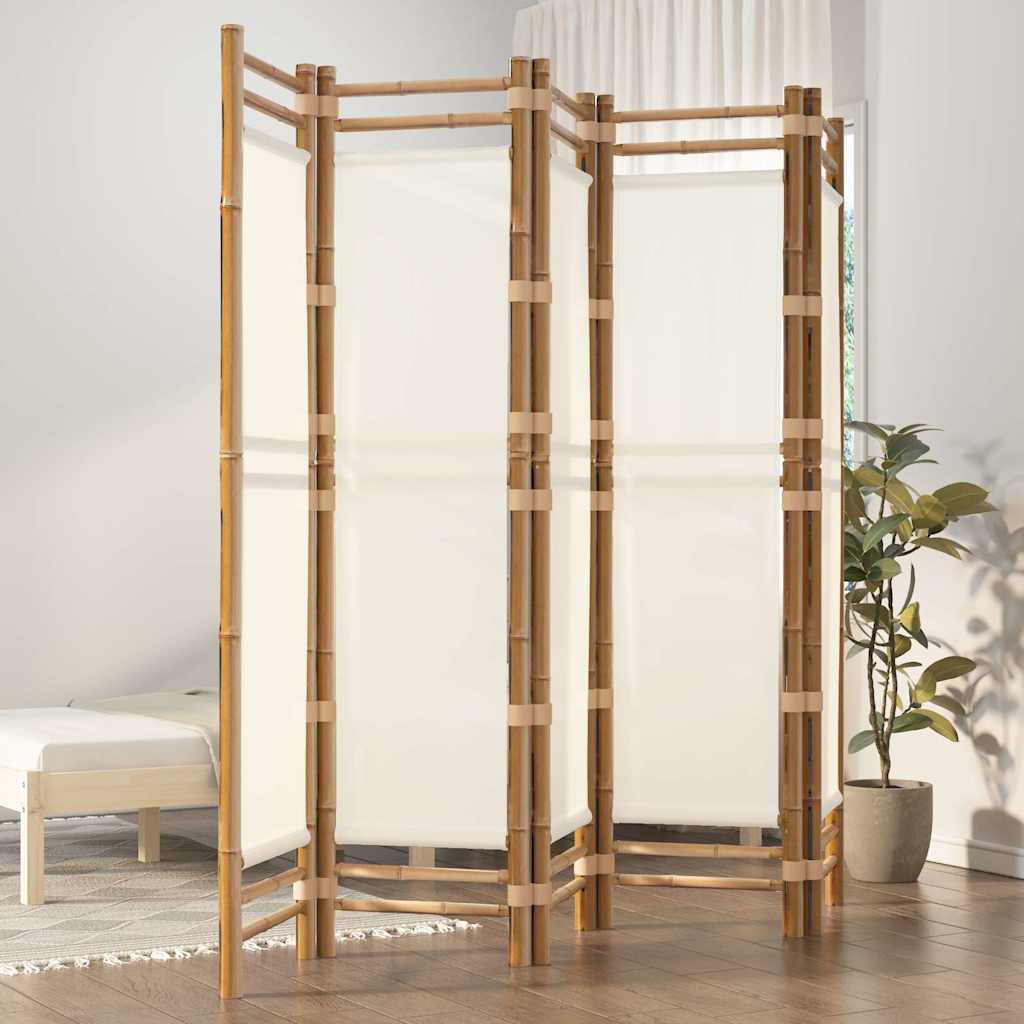 Vidaxl kamerscherm 5-panelen inklapbaar 200 cm bamboe en canvas