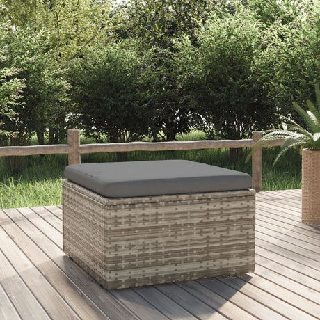 Vidaxl voetensteun met kussen 55x55x30 cm poly rattan grijs
