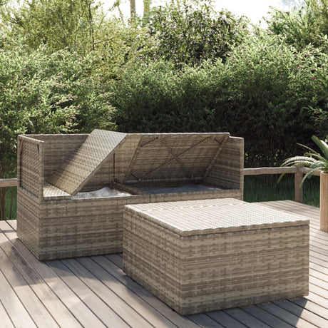 Vidaxl 3-delige loungeset met kussens poly rattan grijs