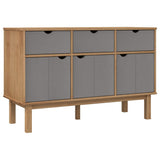 Vidaxl dressoir otta 114x43x73,5 cm massief grenenhout bruin en grijs