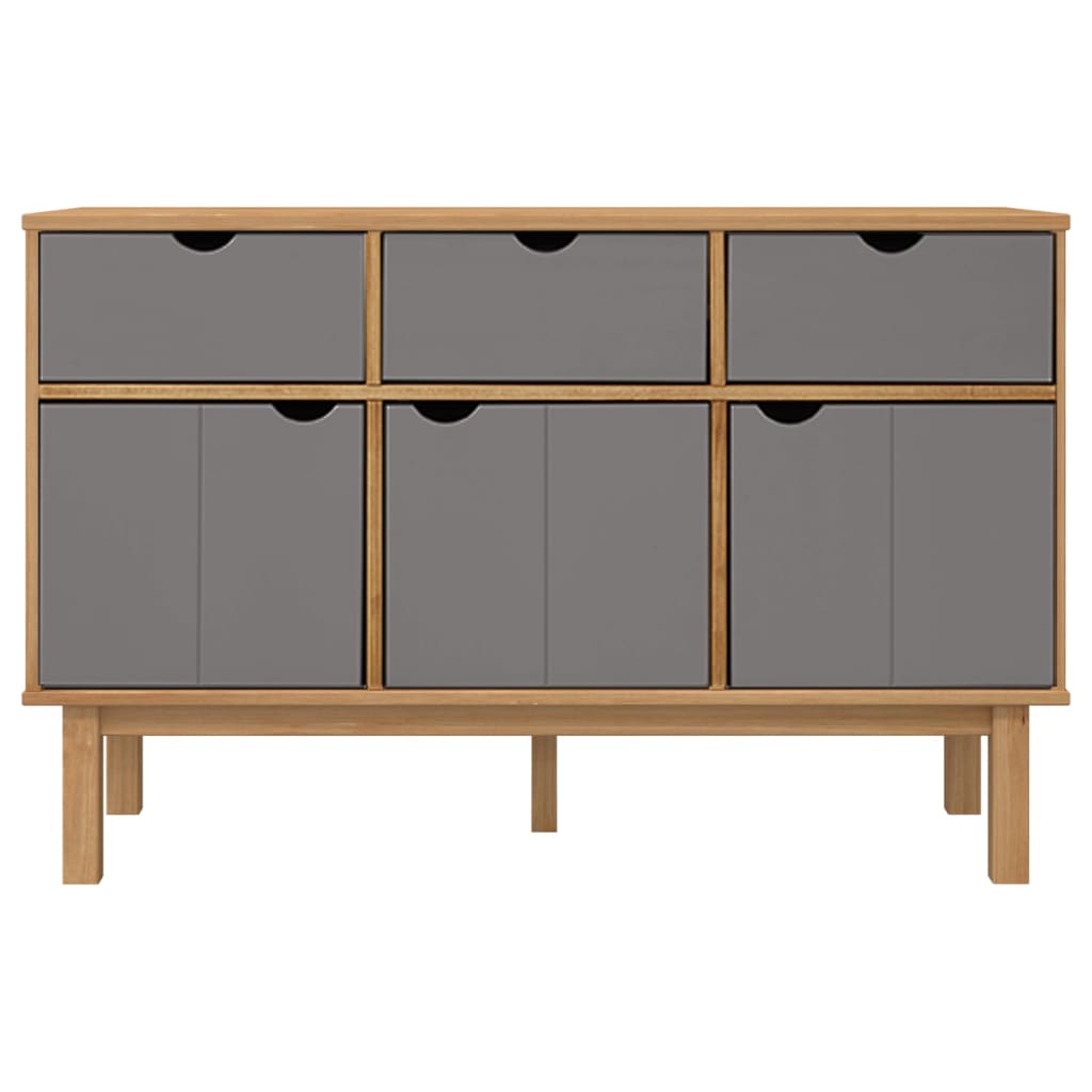Vidaxl dressoir otta 114x43x73,5 cm massief grenenhout bruin en grijs