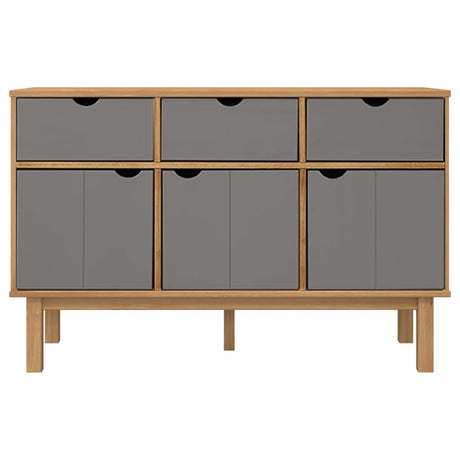 Vidaxl dressoir otta 114x43x73,5 cm massief grenenhout bruin en grijs