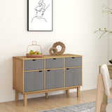 Vidaxl dressoir otta 114x43x73,5 cm massief grenenhout bruin en grijs