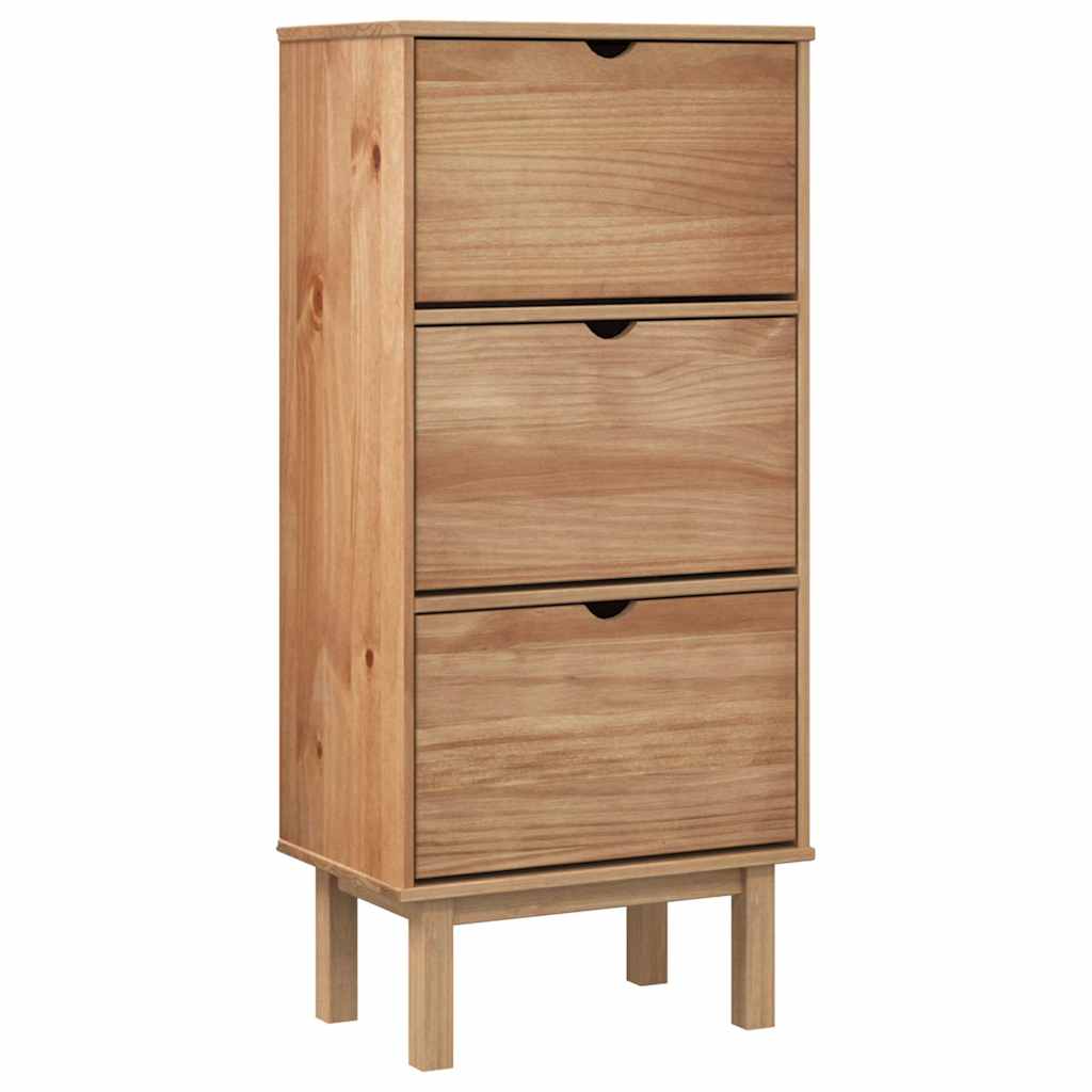 VidaXL Schuhschrank OTTA 3 Schubladen massives Kiefernholz