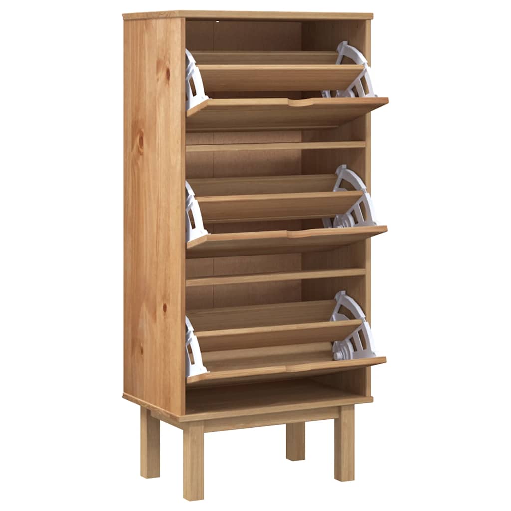 VidaXL Schuhschrank OTTA 3 Schubladen massives Kiefernholz