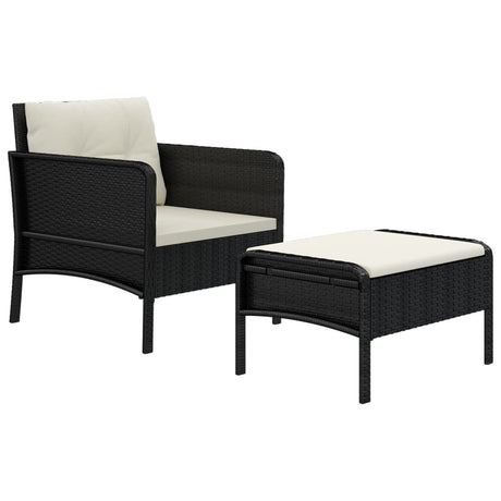Vidaxl 2-delige loungeset met kussens poly rattan zwart