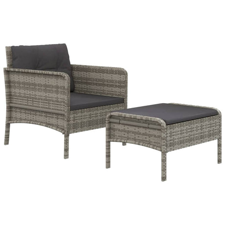 Vidaxl 2-delige loungeset met kussens poly rattan grijs