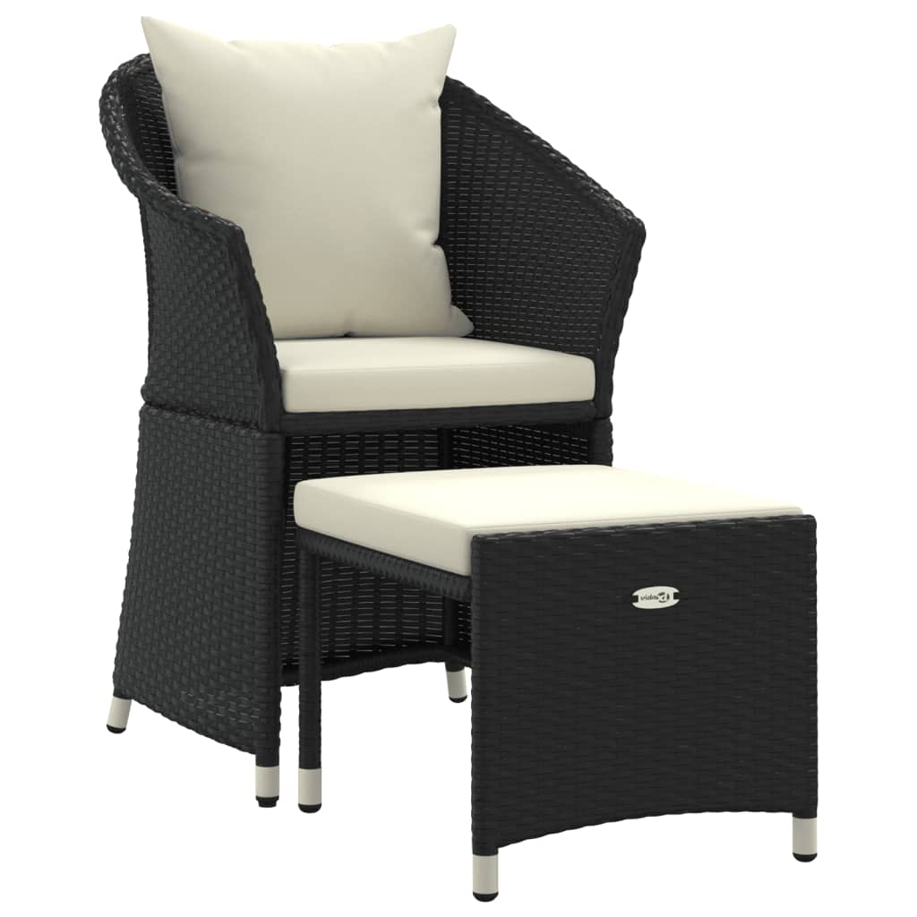 Vidaxl 2-delige loungeset met kussens poly rattan zwart