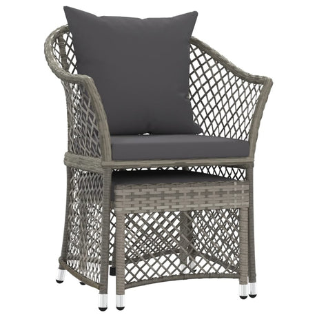 Vidaxl 2-delige loungeset met kussens poly rattan grijs