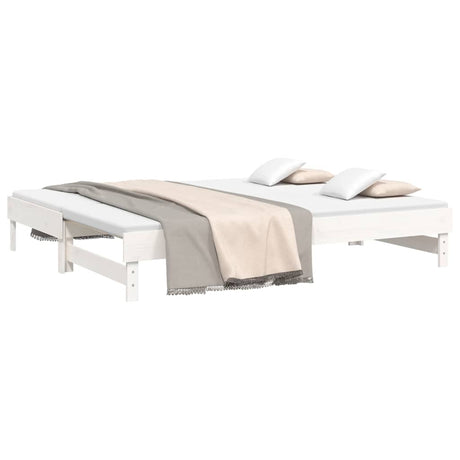 Vidaxl slaapbank uitschuifbaar 2x(100x200) cm massief grenenhout wit