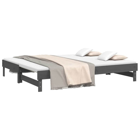 Vidaxl slaapbank uitschuifbaar massief grenenhout grijs 2x(100x200) cm