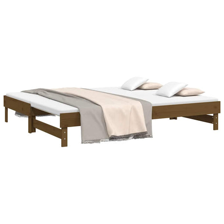 Vidaxl slaapbank uitschuifbaar grenenhout honingbruin 2x(100x200) cm