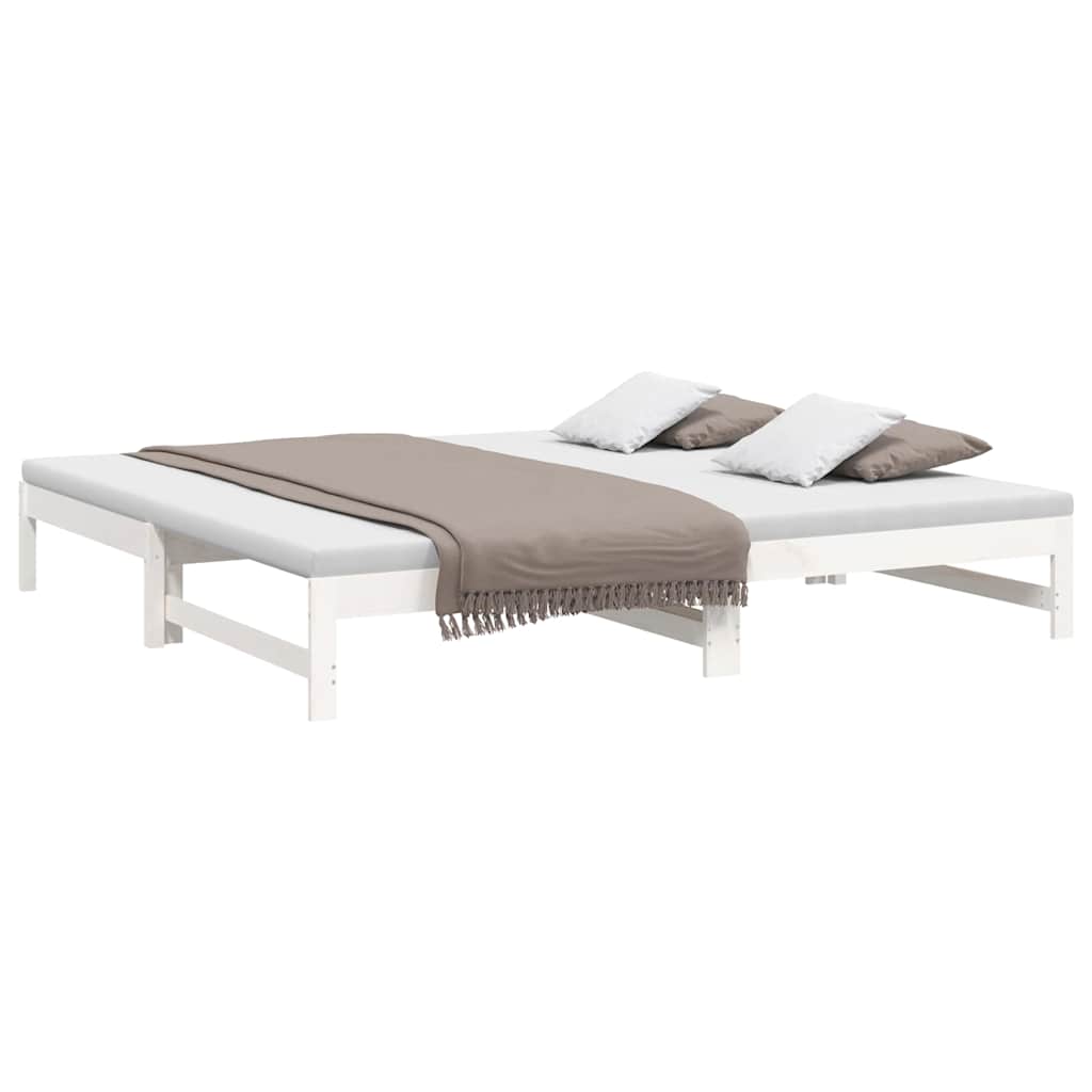 Vidaxl slaapbank uitschuifbaar 100x200 cm massief grenenhout wit