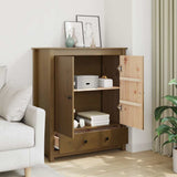 Vidaxl hoge kast 83x41,5x100 cm massief grenenhout honingbruin
