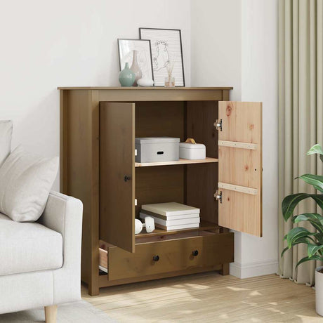 Vidaxl hoge kast 83x41,5x100 cm massief grenenhout honingbruin