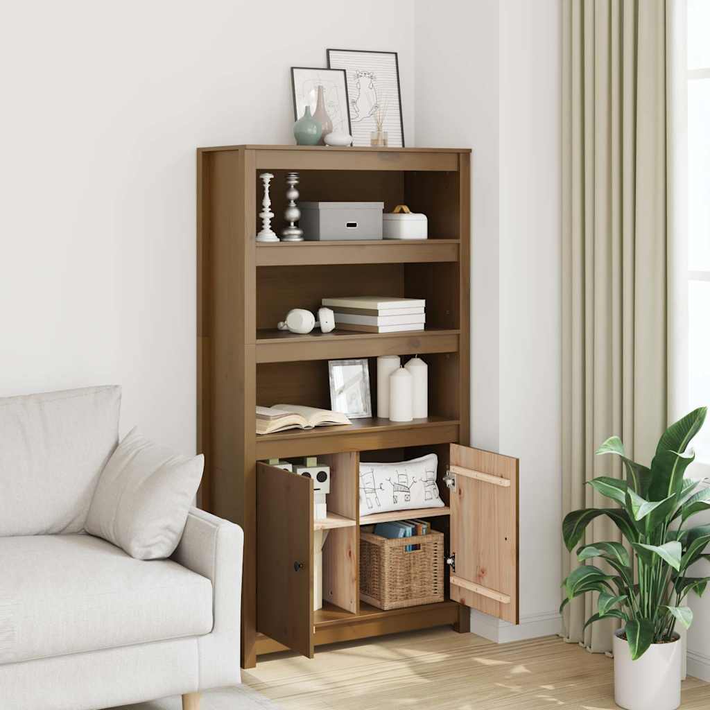 Vidaxl hoge kast 80x35x154 cm massief grenenhout honingbruin