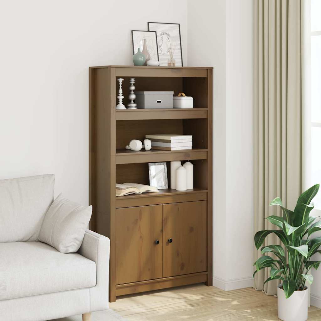 Vidaxl hoge kast 80x35x154 cm massief grenenhout honingbruin