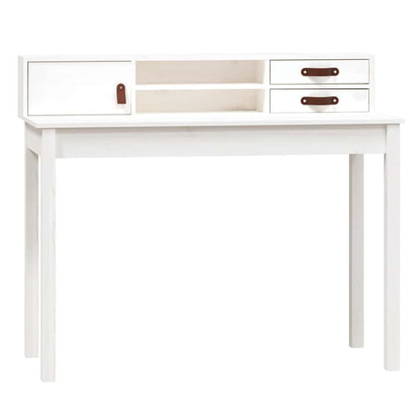 Vidaxl bureau 110x50x93 cm massief grenenhout wit
