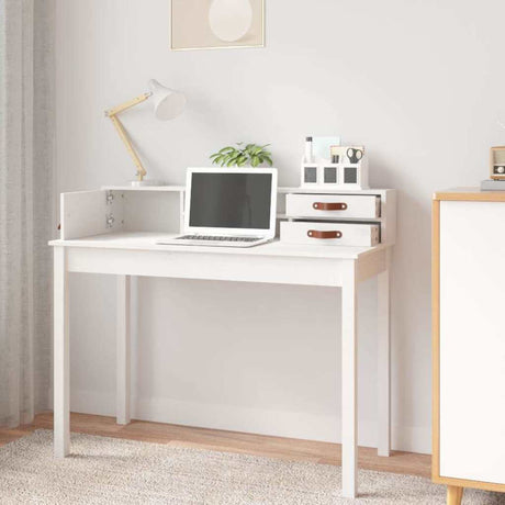 Vidaxl bureau 110x50x93 cm massief grenenhout wit